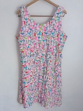 Sleeveless Ruffle Sundress in Pastel Cocktail Print